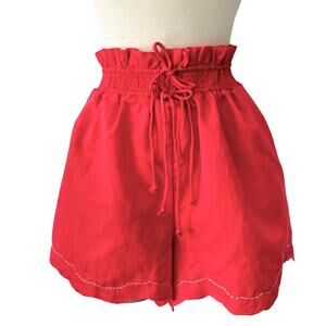 Anthropologie Coral Drawstring Scallop Hem Shorts large **SOLD OUT in stores**